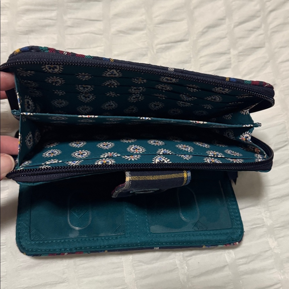 Plaid Quilted Wallet with Zip Closure - Picture 3 of 5